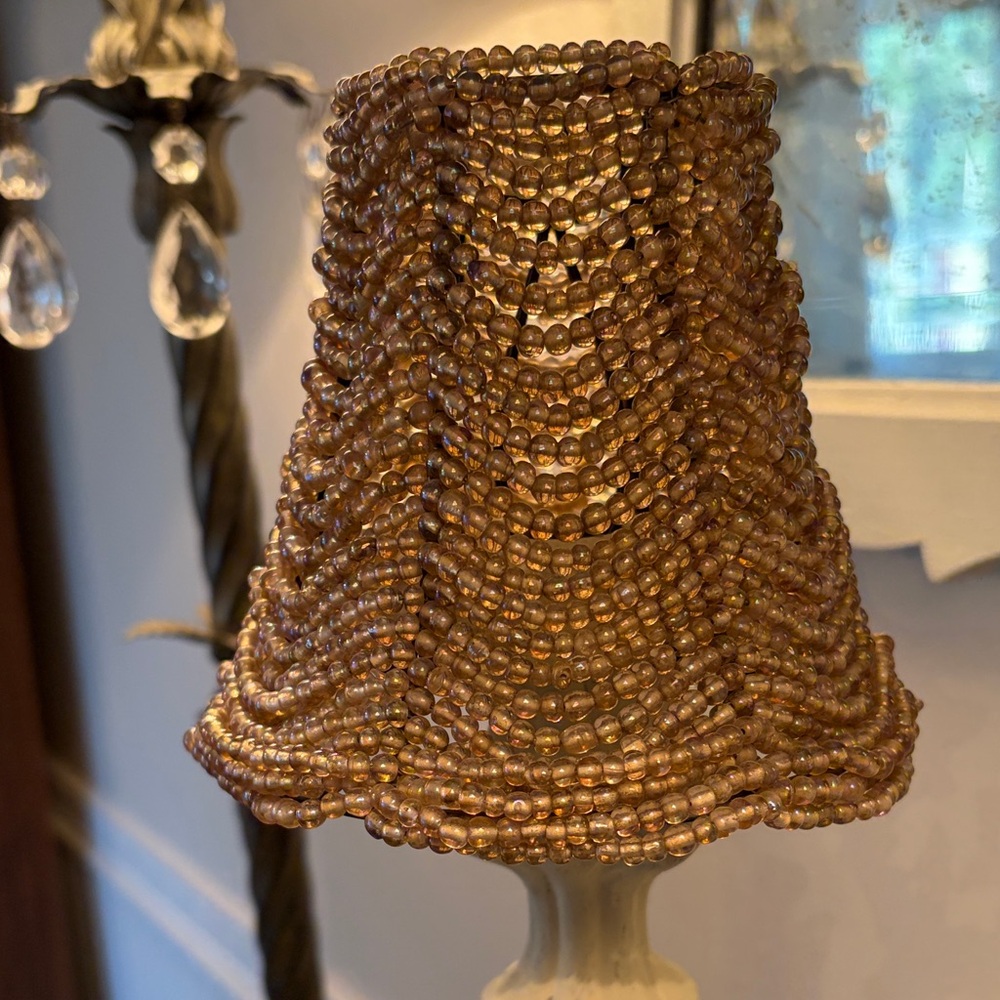 Beaded taupe Lamp Shade